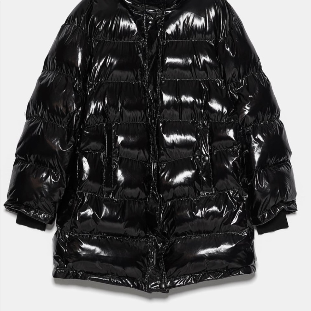 Zara Vinyl Puffer Jacket
